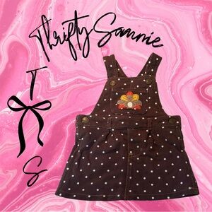 Carter's TURKEY THANKSGIVING Brown Polka Dot Overall DRESS